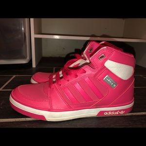 Pink adidas high tops